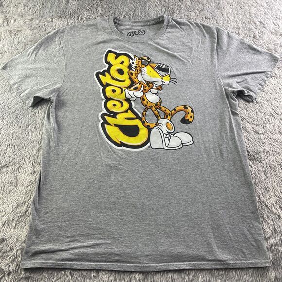 Cheetos Shirt Mens Extra Large Gray Yellow Orange Chester Cheetah Snack Cartoon - Picture 2 of 7